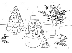 雪人場景簡筆畫圖片